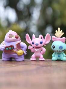 Disney 12 piezas de figuras de Stitch de Disney, adornos de escritorio para interiores, decoraciones exquisitas para dormitorio y automóvil, adecuados para regalos de cumpleaños y fiestas