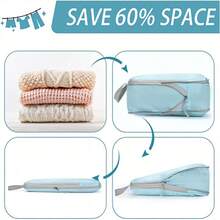 4 Set Compression Bags Travel Storage Organiser Suitcases Packing Cubes Luggage - Grey - View 10