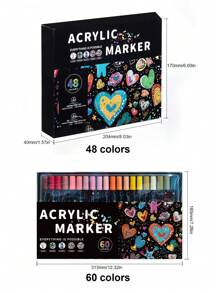48pcs/36pcs/24pcs/12pcs Color Double Tip Acrylic Marker Pens,Waterproof Drawing Pens,Markers,5mm-1mm,Can Be Written On Stone,Glass,Wood,Canvas,Metal,A Variety Of Objects,Painting,Coloring,Marking,48 Colors Can Be Selected,Very Bright Colors And Festival Painting Project Creation Back To School