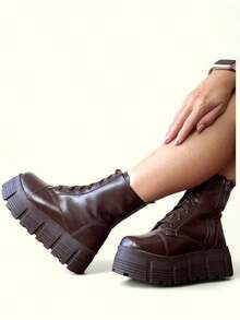 CHUNKY Platform Tractor Boot - Comfort And Style - Rỉ Nâu - Xem 3