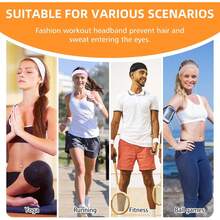 8PCS Summer-Exclusive Non Slip Sports Elastic Soft Running Fashion Headbands Absorb Sweat For Women & Men Working Out, Travel 01 - Brown - View 11