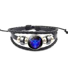 Zodiac Signs Spirit Bracelet Zodiac Bracelet For Women Men Adjustable 12 Constellation Bracelet Multilayer Zodiac Black Leather Bracelets Zodiac Sign Wrap Bracelet For Women Men Birthday Jewelry