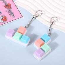 1 件挤压玩具立方体钥匙扣减压休闲玩具，颜色和链条款式随机