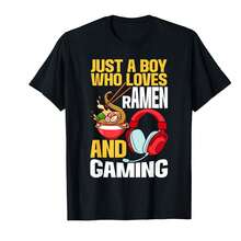 Sólo un chico que ama el ramen y los videojuegos - Camiseta de anime japonés y videojuegos - Negro - Ver 1
