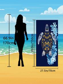 1 件波西米亚风沙滩巾（大号），海龟海豚海鸥图案设计，超细纤维毛巾，防沙速干耐用野餐毯，夏季、露营、节日必备品、节日配饰、旅行必备品、太阳椅毛巾、旅行配饰、太阳椅。海滩必备品