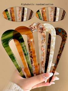 5pcs/2pcs/3pcs Women's Fashion Elegant Adorable Multi Functional Pattern Premium U-Shaped Hair Clip Suitable Fashionable, Versatile, Elegant, Suitable For Summer Back To School Season, Daily Gatherings, Travel, Beach Parties, Wearing (The Letters On The Hair Clip Are Random)