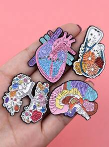 Insignia de esmalte con diseño de cerebro y corazón, broche de mujer, insignia de hombro con órgano corporal masculino, accesorio de joyería de moda, regalo, insignia de pecho de aleación para médicos, accesorios escolares y de oficina, camisas, chaquetas, Navidad, Halloween