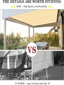 VANDHAM 米色长方形遮阳篷 - HDPE透气遮阳篷，带加固孔眼，适用于露台、花园、庭院和凉亭 - 彩色 - 查看 6