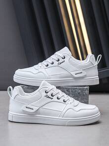 男士时尚休闲运动鞋滑板鞋帆布鞋学生鞋透气防滑 - 白色 - 查看 5