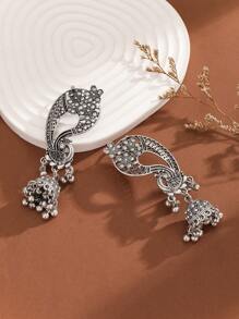 1 paire de boucles d'oreilles vintage sculptées de style indonésien en alliage de zinc, style pop égyptien turc. Boucles d'oreilles polyvalentes pour dames, adaptées pour un usage quotidien, des fêtes et des vacances