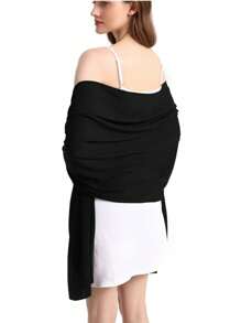 1 Stück modischer, weicher Chiffon Schal Schultertuch für Abendkleid, Hochzeitsschal, Brautschal, Damen Boho Schwarzer Schal