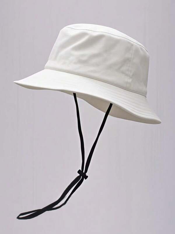 1pc Unisex Solid Color Bucket Hat With Drawstring, Outdoor Travel Hiking Casual Lightweight Fashionable Sunhat, Suitable For All Ages, Summer Sun Protection Men's Sun Hat Summer Hat, Suitable For Summer Outdoor Activities Such As Hiking And Fishing