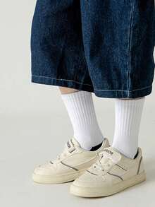 5 Paar Baumwoll Kinder Schwarze Basis Weiße Dünne Socken, vielseitige Sport & Casual Kurze Socken - Schwarz - Übersicht 3