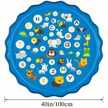 Alfombra de rociado de agua de 100 cm, adecuada para que los niños jueguen con la alfombra con letras, juguete de agua de verano para exteriores, piscina inflable para niños, juguete de piscina para exteriores para niños y niñas, con pelota de playa, adecuado para niños de 3 a 12 años, juguete de agua para mascotas en exteriores. Graduación. Regalo de graduación. Regalos de Pascua. Regalos de Halloween.