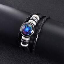 Zodiac Signs Spirit Bracelet Zodiac Bracelet For Women Men Adjustable 12 Constellation Bracelet Multilayer Zodiac Black Leather Bracelets Zodiac Sign Wrap Bracelet For Women Men Birthday Jewelry
