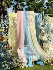 1pc Pink DIY Tulle Fabric, Handmade Sewing Material For Wedding Dress, Headpiece, Background, Suitable For Wedding Decoration, Party, Birthday, Home, Outdoor Use - Pink - View 6