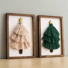 1pc Tasseled Christmas Tree In Frame, Christmas Home Party Decor, Tassel Christmas Tree Photo Frame, Handmade Christmas Craft, Tassel Christmas Tree Home Decoration, Available In Large, Medium And Small Sizes - Multicolor - View 8