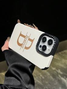 Fashionable Korea Soft Faux Leather Laser Engraving Big Letter Personalized Customized Initials Name Phone Case Compatible With IPhone 17 16 15 14 13 12 11 Pro Max 17 Air DIY Engraved Gift Cover 16 15 14 13 Pro Max Plus - White - View 5