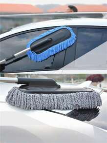 1 Stück Teleskop-Autowaschmopp mit langem Griff, Staubentferner, Wachsbürste, Mikrofaser-Autopinsel, Reinigungsbürste für Autopflege, weiche Staubwedel für Auto und Zuhause, Autozubehör
