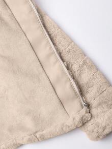 Chaqueta con capucha de piel sintética con bolsillos para mujer Risissida - La elección perfecta para otoño/invierno - Beis - Ver 11