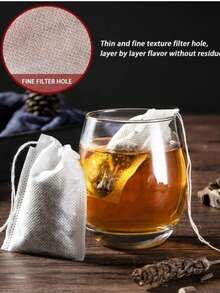 100pcs Non-Woven Reusable Tea Bag - Resealable, Lint-Free, Suitable For Restaurants, Cafes And Home Use - Perfect For Loose Leaf Tea, Spices And Herbs, Non-Woven Tea Filter Bags With Drawstring For Tea Infuser, Applicable For Restaurants, Hotels, Home Gatherings, Theme Parties, Weddings, Birthdays, Random Colors And Styles
