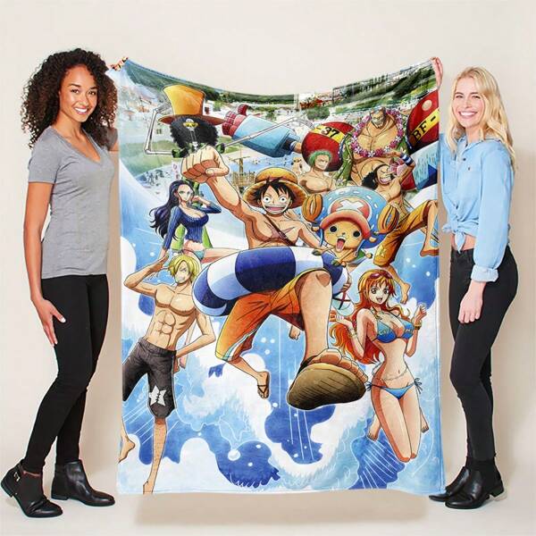 bandai 1pc Wearable Fleece Blanket, One Piece Licensed | Made Of Polyester, Comfortable For All Seasons | Suitable For Sofa, Bed, Travel And Camping | Modern Cartoon Design With Zoro Characters