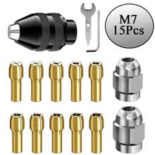 Drill Chuck Collet Set , 1/32" To 1/8" Replacement 4486 Drill Keyless Bit Chuck Shank Rotary Tool Quick Change Adapter With Replacement 4485 Brass Quick Change Rotary Drill Nut Tool Set