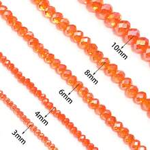 1 pieza Abalorio de cristal naranja facetado AB color abacus de tamaños surtidos 3/4/6/8/10mm, colorido y versátil bola de abalorios de colores para hacer joyas hechas a mano, collares, pulseras, llaveros y otros accesorios decorativos - naranja - Ver 6