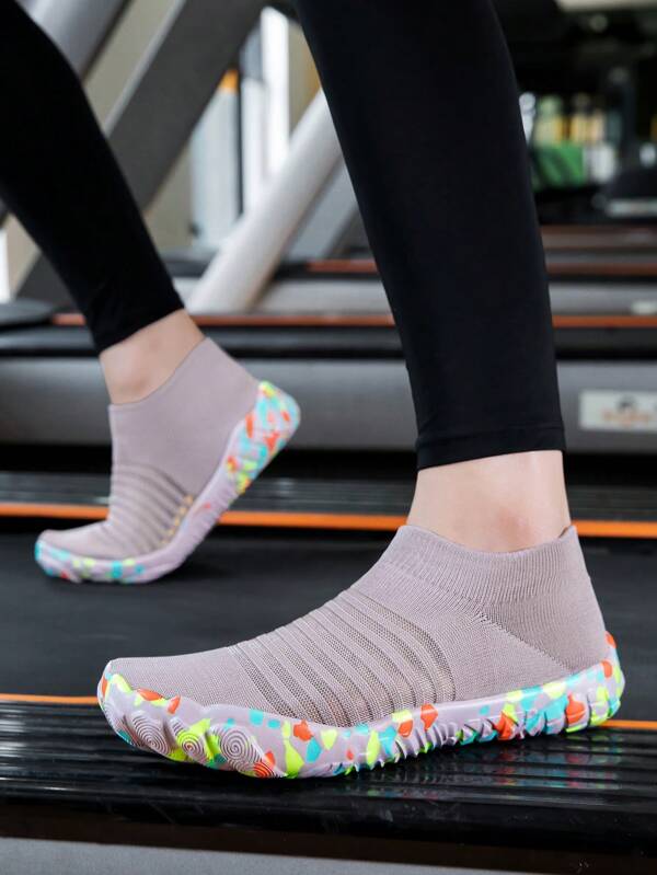 1 par de zapatillas deportivas de playa tejidas de unicolor, para primavera/verano y vacaciones al aire libre