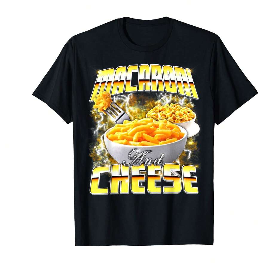 Aroni And Cheese Meme Bootleg Rap Style 90s Vintage Funny T-Shirt-AL Gifts For Babies - Black - View 1