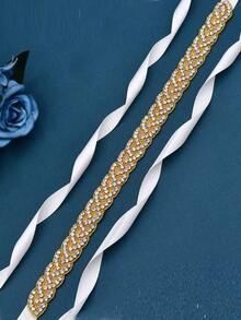 1pc Colorful Luxurious Crystal Diamond Bridal Belt, Gorgeous Rhinestone Decor Waist Belt, European & American Popular Style, Suitable For Wedding, Prom, Party, Evening Dress Accessory - A - View 8