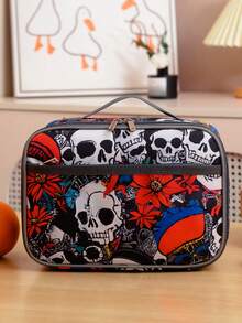 1 New Model Girl And Boy Nylon Material Various Cartoon Pattern Printed Lunch Handbag, Smooth Zipper Opening And Closing, Large Capacity, Fashionable And Cute, Daily Commuting To School Outing Light Storage Lunch Box Bag - A - View 10