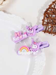 Sanrio Sanrio 2pcs/5pcs Kuromi Hello Kitty Melody Hair Clip Set, Cute Cartoon Alligator Clips & Sweet Hair Tie Rope For Girls' Daily/Bathroom/Summer Use & Role Playing Performance, Cute Cartoon Hair Accessories Claw Clips Hair Slide Hair Barrettes