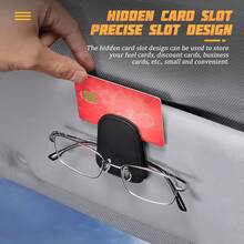 Sunglasses Holders For Car Sun Visor, Leather Eyeglasses Hanger Mounter, Magnetic Glasses Holder And Ticket Card Clip, Auto Interior Accessories Universal For SUV Pickup Truck - Green - View 4