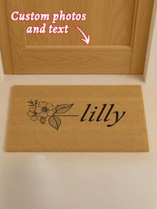 1PC Custom Personalized Door Mat - Can Add Names And Floral Patterns, Suitable For Entrances, Doorways, Or Balconies. Anti Slip And Durable Welcome Pad, Suitable For Housewarming, Newlyweds, And Birthday Gifts. High End Handwritten English Font Design, Exclusive Customization For Family And Friends, Enhancing Home Taste.