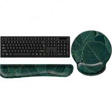 2 件装键盘腕托支架人体工学鼠标垫桌面记忆海绵键盘套装鼠标垫带腕托适用于电脑键盘黑花 - 多款花色 - 查看 8