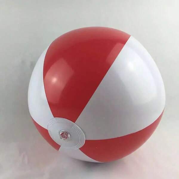 16"/40cm Inflatable Red & White Beach Ball, PVC Material Multicolor Beach Play Ball Toy