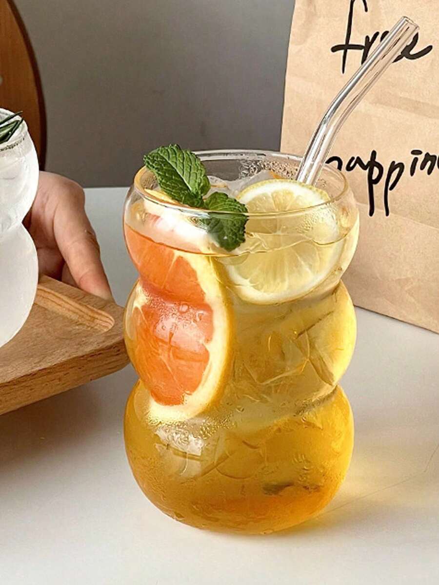 1 Piece Caterpillar Design Glass Cup, 550ml High Borosilicate Glass, Iced Coffee Cups, Juice, Milk, Tea Drinking Glasses, Large Size, Ideal For Water, Soda, Tea, Gift