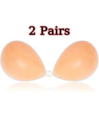 2 Pairs Reusable Strapless Invisible Self-Adhesive Push Up Bra Pads - Opaque Cover, Wireless Support, Washable Bra Accessories For Women, Natural Shaping, Flexible Material, Sticky Bra For Summer
