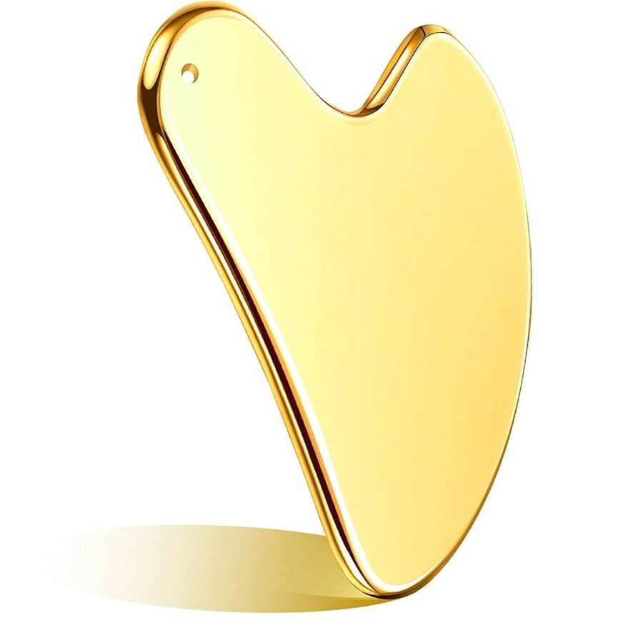 Nuanchu Stainless Steel Gua Sha Facial Tools Lymphatic Drainage Massager Guasha For Face Metal Gua Sha Skin Self Care Gifts Face Sculpting Guasha For Body Eyes Jawline Shaper With Pouch(Silver) - 金色 - 查看 1