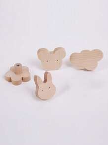 1pc Cute Wooden Cabinet Door Handles - Polished Finish, Star & Moon Design For Youngsters' Room Wardrobe And Drawer Pulls, Wooden Star Moon Kitten Animal Design Cabinet Handles, Suitable For Children's Room Cute Dresser Closet Cabinet Drawer Handle Baby Home Creative Drawer Handles Pulls