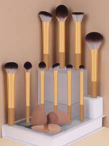 15支/13支/11支/8支/6支化妆刷套装，包含：散粉刷、腮红刷、高光刷、眼影刷、睫毛刷、眼线刷、斜角美妆蛋、圆形美妆蛋、圆形粉扑、三角形粉扑、三角形散粉美妆蛋、粉底液混合美妆蛋、美妆工具、化妆刷套装、化妆刷套装、化妆刷套装、全套化妆刷、化妆刷套装、化妆刷套装、化妆礼盒套装 - 金色 - 查看 15