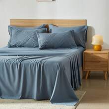 7 Pieces (Full/Queen/King) Elegant Bed In A Bag Comforter Set, Twin(5 Pieces),Stylish Solid Comforter, Soft Microfiber, Comfortable And Warm, Cloud-Like Soft Bedding Set, Bedroom Decor For Spring/Summer/Autumn/Winter, Ideal Gift - Blue - View 4