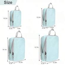 4 Set Compression Bags Travel Storage Organiser Suitcases Packing Cubes Luggage - Beige - View 4