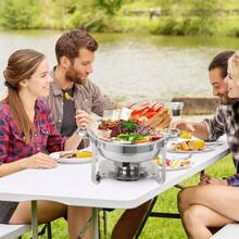 Huisuilinss Chafing Dish Buffet Set,5 Qt Stainless Steel Chafers With Lid Holder & Glass Lid,Round Catering Warmer Server For Weddings Parties Banquets,2 Packs/4 Packs - 4件 - 查看 5