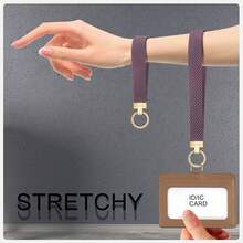 Stretchy Wristlet Keychain, Cute Key Chain, Woven Wrist Lanyard For Car Keys With 3 Keyrings And D-Ring For Women Men - Màu tím chuyển sắc - Xem 6