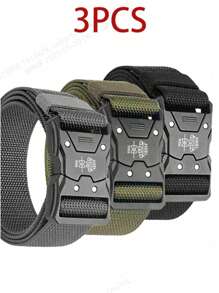 3 New Quick - Release Nylon Tactical Belts, Suitable For Sweatpants, Outdoor Training, Daily Use And As Men's Casual Belts