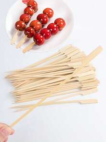 200/100/50/10pcs Set Bamboo Skewers, Suitable For Home, Restaurant, Night Market, Outdoor Activities, Fruit Store, Can Be Washed And Reused,School Supplies