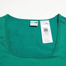 Puma Women's Retro Square Neck Slim Fit Long Sleeve Athletic Yoga Fitness T-Shirt, Green Top - Green - View 3