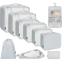 6/8/10 Set Packing Cubes For Travel Luggage Organizer - 10-lightGrey - View 1